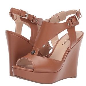 GUESS HIGH HEEL OPEN TOE WEDGE SANDALS